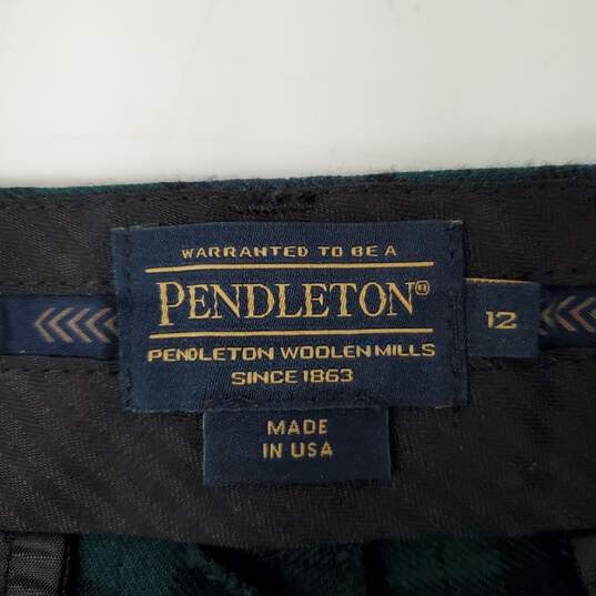 VTG Pendleton WM's Scotch Green & Blue Wool Ankle Pants Size 12 image number 3