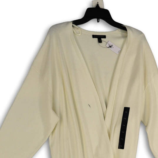 NWT Womens White Open Front Long Sleeve Long Cardigan Sweater Size XXL image number 1
