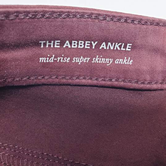 Anthropologie The Abby Ankle Mid-Rise Skinny Burgundy Pants Size 28 NWT image number 4