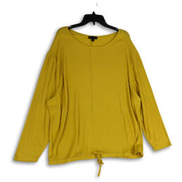 Womens Yellow Long Sleeve Round Neck Pullover Blouse Top Size 22/24