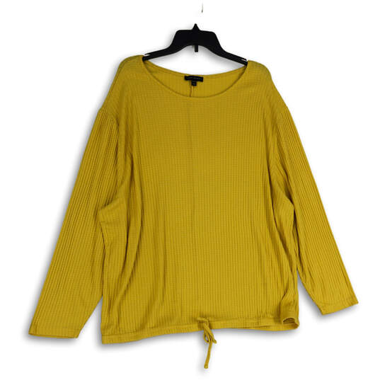 Womens Yellow Long Sleeve Round Neck Pullover Blouse Top Size 22/24 image number 1