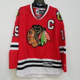 NHL Mens Red Chicago Blackhawks Jonathan Toews #19 Pullover Jersey Size M