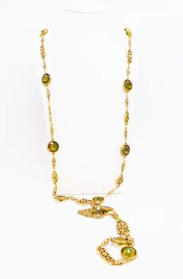 Vintage Accessocraft NYC Ornate Gold Tone & Green Rhinestone Necklace 95.2g