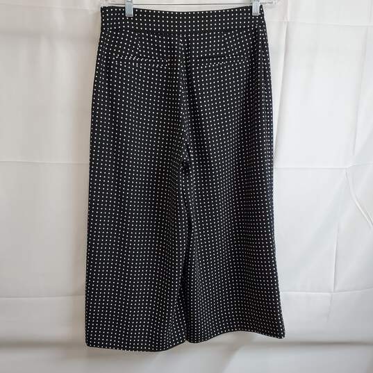 KATE SPADE Capri Pants Size 6 Black White Polka Dot Palazzo Wide Crop Trouser image number 3