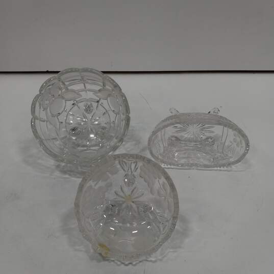 Lot of 3 Assorted Crystal Candy Dishes image number 8