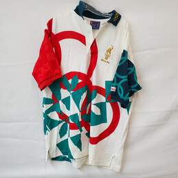 Vintage Hanes Men's Multicolor Atlanta 1996 Olympic Games Polo Shirt Large