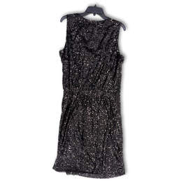 Womens Black Sequin Sleeveless Scoop Neck Back Zip Mini Dress Size 1X alternative image