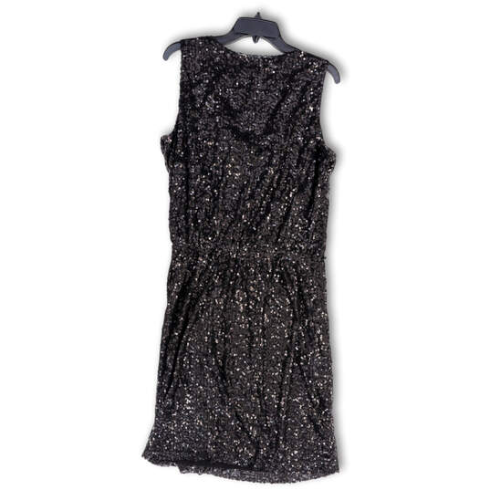 Womens Black Sequin Sleeveless Scoop Neck Back Zip Mini Dress Size 1X image number 2