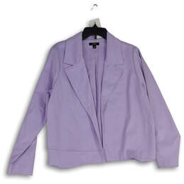 Womens Purple Long Sleeve Notch Lapel Open Front Jacket Size Large