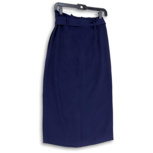 Womens Blue Pleated Belted Casual Straight & Pencil Skirt Size 4R image number 2
