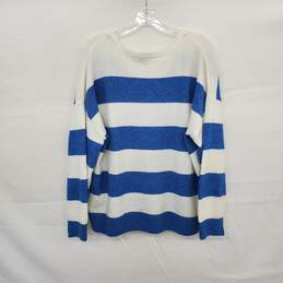 Vince Camuto White & Blue Striped Pullover Sweater WM Size L alternative image