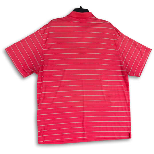 Mens Pink Stripe Short Sleeve Spread Collar Golf Polo Shirt Size XL image number 2
