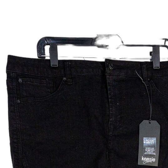 NWT Womens Black Denim Dark Wash 5-Pocket Design Mini Skirt Size 14/32 image number 3