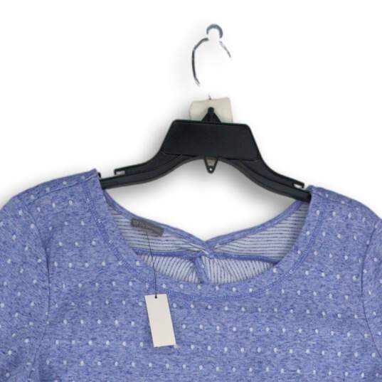 NWT T By Talbots Womens Blue White Polka Dot 3/4 Sleeve Pullover Blouse Top Sz M image number 3