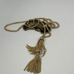 Designer J. Crew Gold-Tone Lariat Style Tassel Rope Link Chain Necklace
