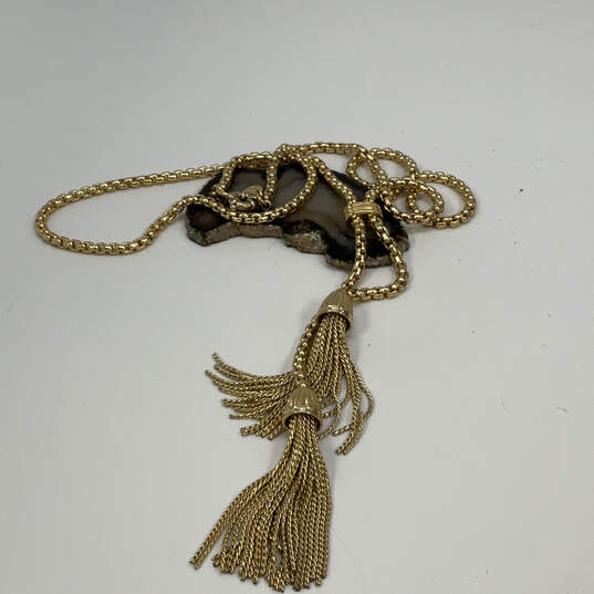 Designer J. Crew Gold-Tone Lariat Style Tassel Rope Link Chain Necklace image number 1