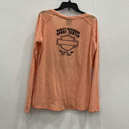 NWT Womens Orange Long Sleeve Round Neck Graphic Pullover T-Shirt Size XL alternative image