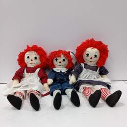 Bundle of 3 Assorted Raggedy Ann Dolls