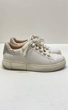 Kate Spade Starlet Glitter Lace Up White Leather Sneakers Women's Size 6 B