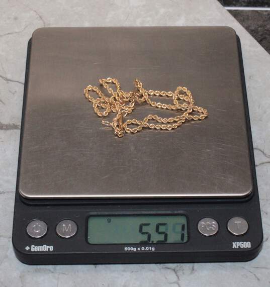 14K Yellow Gold 16" Rope Chain Necklace - 5.51g image number 6