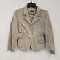 Womens Beige Pockets Long Sleeve Notch Lapel Casual Jacket Size 40 image number 1