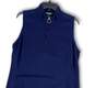Womens Blue Sleeveless Mock Neck 1/4 Zip Short Tennis Shift Dress Size XL image number 3