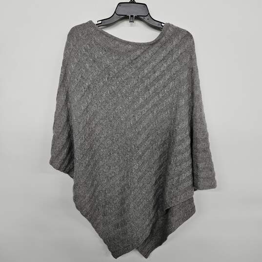 Asymmetrical Grey Cableknit Poncho image number 1