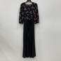 NWT Womens Black Red Floral 3/4 Sleeve V-Neck One Piece Jumpsuit Size 14 image number 1