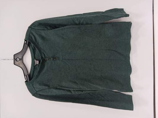 Eddie Bauer Green Long Sleeved Thermal Button Shirt Women's Size M image number 1