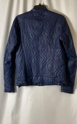 Emporio Armani Womens Blue Leather Long Sleeve Full Zip Basic Jacket Size M alternative image