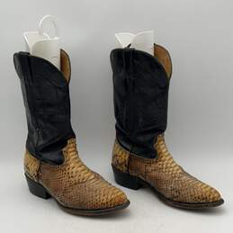 Durango Mens Black Yellow Crocodile Skin Pointed Toe Cowboy Western Boots Sz 8.5