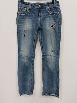 Miss Me Women's Embellished Blue Easy Boot Distressed Jeans Size 29