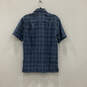 Mens Blue Gray Plaid Spread Collar Short Sleeve Button Up Shirt Size Small image number 2