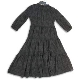 NWT Womens Black Long Sleeve Round Neck Maxi A-Line Dress Size 0