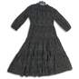 NWT Womens Black Long Sleeve Round Neck Maxi A-Line Dress Size 0 image number 1