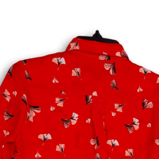 Womens Red Floral Long Sleeves Spread Collar Button-Up Shirt Size XXS P image number 4