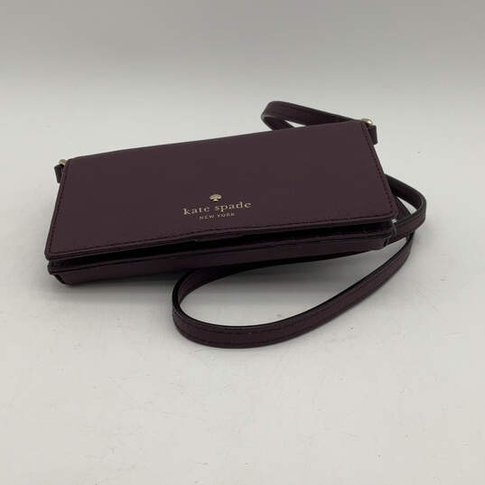 Womens Purple Leather Various Card Slots Magnetic Snap Crossbody Bag image number 3