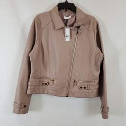 New York & Co Women's Tan Faux Leather Jacket SZ XL NWT