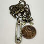 Designer Betsey Johnson Gold-Tone Rhinestone Bow Pin Charm Necklace image number 3