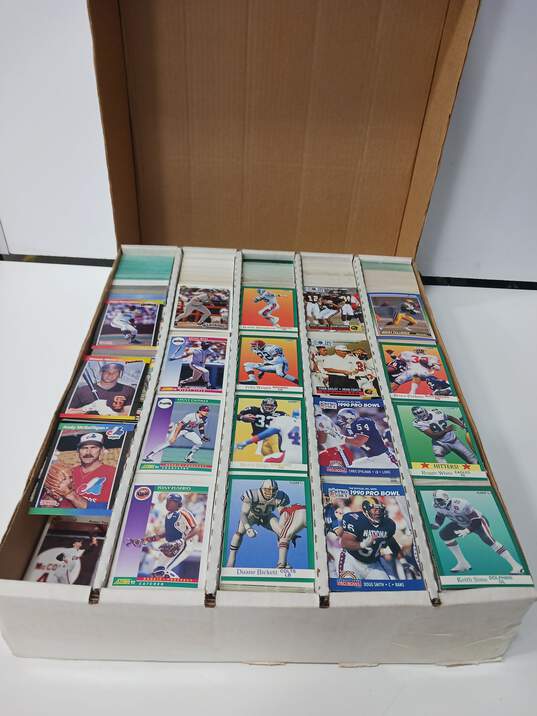 22.5lb Bundle of Assorted Sports Trading Cards In Box image number 1