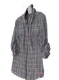 Womens Gray Blue Plaid Long Sleeve Button Up Shirt Size Large image number 2