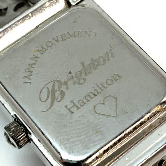 Designer Brighton Hamilton Silver-Tone Square Dial Analog Wristwatch image number 5