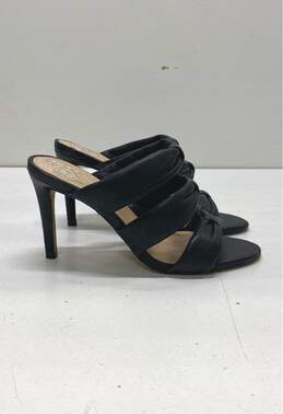Vince Camuto Thendie Black Leather Heeled Slide Sandals Women's Size 6