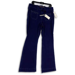 NWT Womens Blue Dark Wash Stretch Pockets Denim Flared Jeans Size 14W
