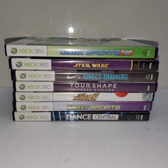 Buy the Untested Xbox 360 Kinect Games Lot of 7 Star Wars/Nike +  Training/Adventures!/Dance Central/Sports/Sports Season 2/Your Shape  Fitness Evolved