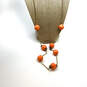 Designer J. Crew Gold-Tone Link Mediterranean Orange Beaded Chain Necklace image number 1