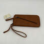 NWT Womens Brown Leather Outer Pocket Card Holder Zipper Wristlet Wallet image number 1