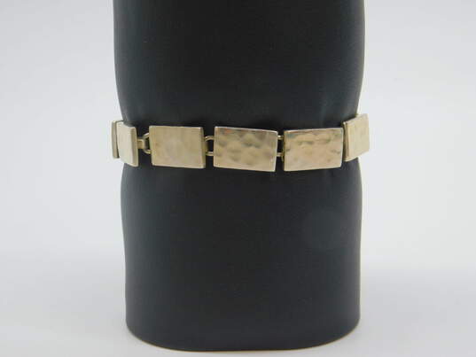 Artisan Sterling Silver Hammered Panel Linked Bracelet 33.4g image number 1