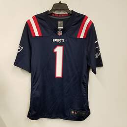 Nike Mens Navy Blue New England Patriots Cam Newton #1 NFL Jersey Size L