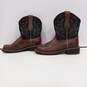 Ariat Western Style Pull On Brown Boots w/Teal Embroidery Size 9 image number 3